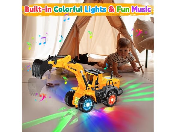 ALOTJOY Lights Music Excavator Truck Toy
