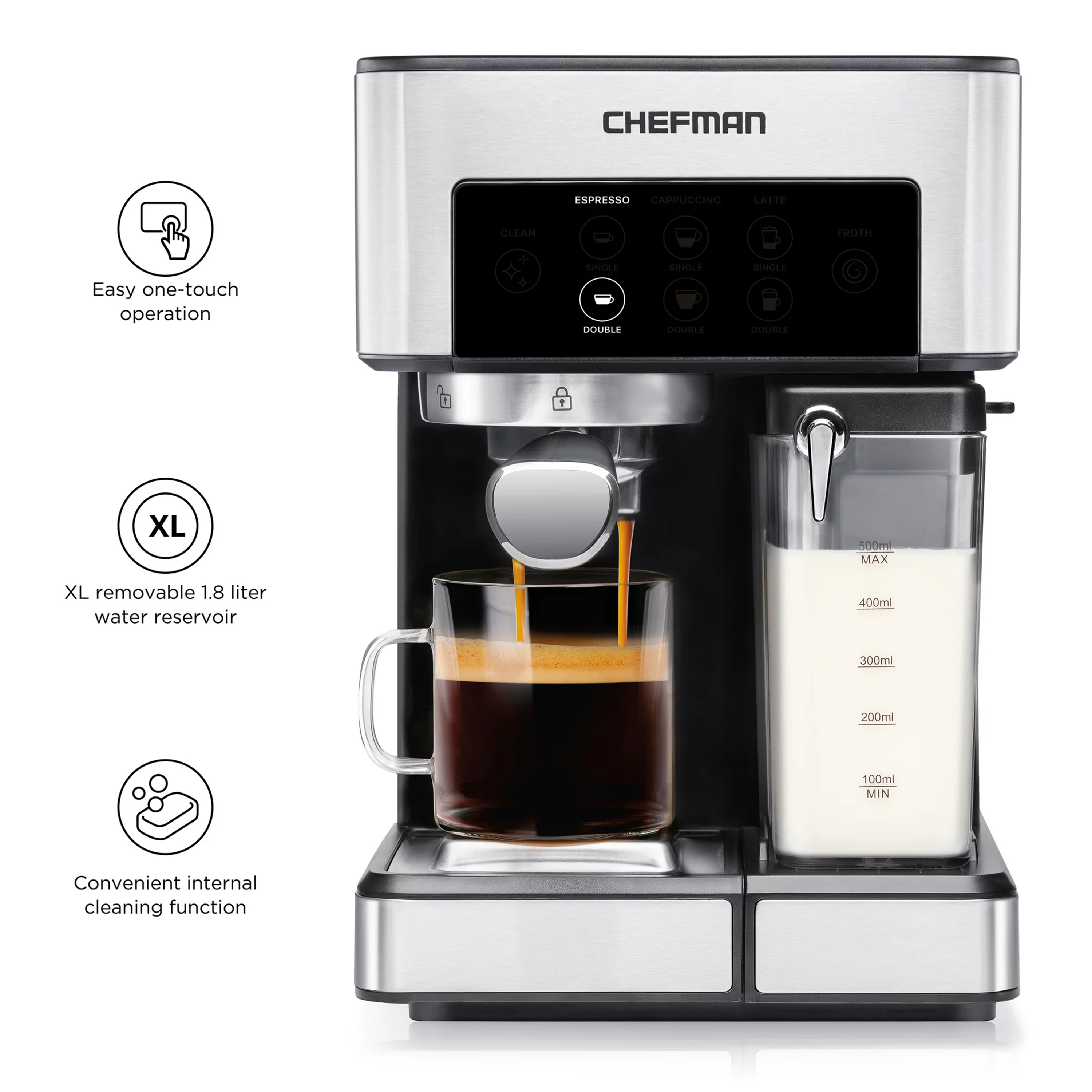Chefman 6-in-1 Espresso Machine W/ Frother (Open Box) - Gallery 8