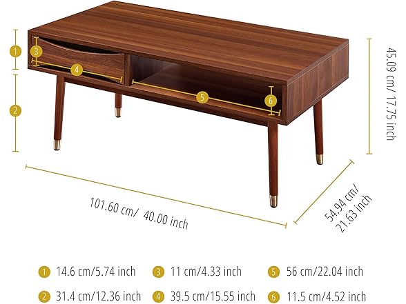 Teamson Home Dawson Wood Coffee Table