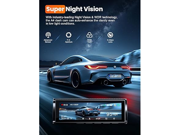 Affver 4K Dash Cam | 3.59" Screen | 64GB DS