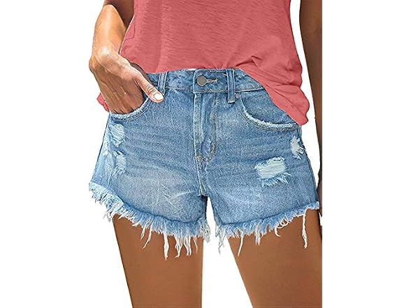Onlypuff Women (L) Shorts Pockets Ripped Shorts