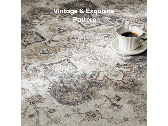 Marsail 8x10 Washable Area Rug, Soft &