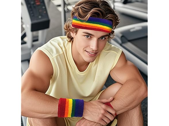 HFZRZFH Rainbow Sweatband Set, 3-Piece