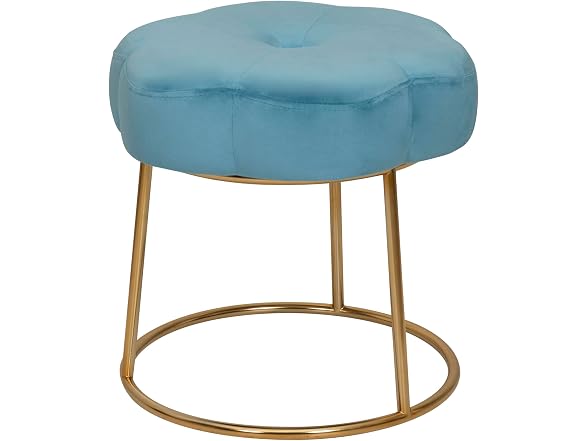 Linon Talulah Light Blue and Gold Vanity and Accent Stool