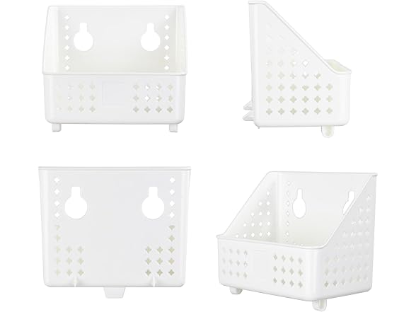 Cetomo Plastic Hanging Baskets with Hole White, 4 Pack