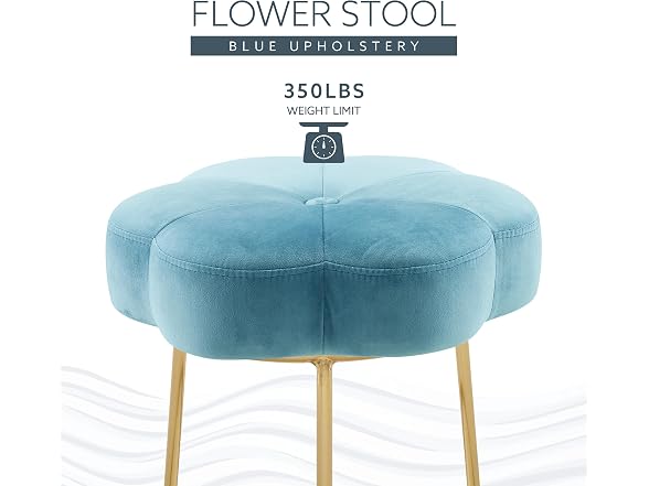 Linon Talulah Light Blue and Gold Vanity and Accent Stool
