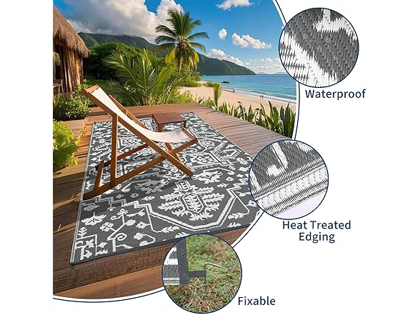 GarveeHome 9'x18' Large Outdoor Rug
