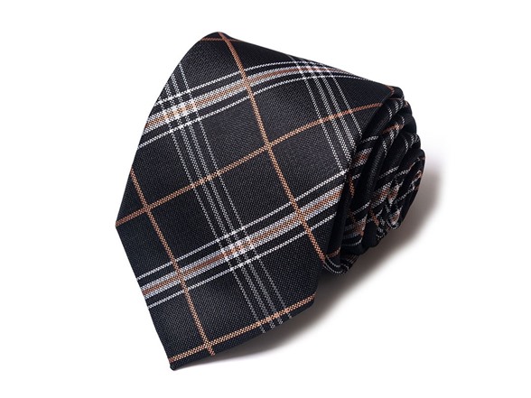 Formal Men’s Necktie - Charcoal Brown Check