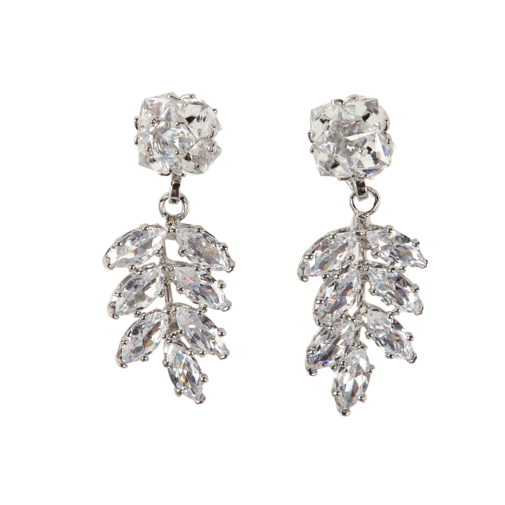 Silver CZ Drop Earrings - Gallery 5