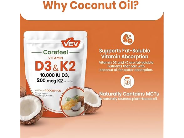 VEV Vitamin D3 K2 Softgels