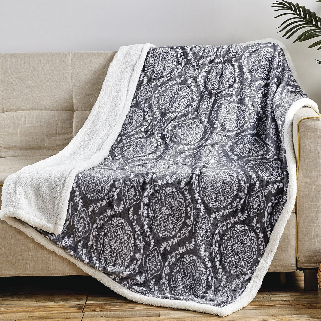 Ultra Soft Microplush Printed Sherpa Throw - Gallery 10