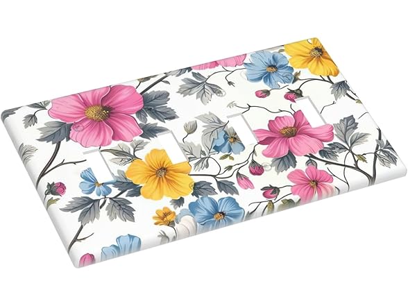 Floral Quad Toggle Switch Cover 4Gang