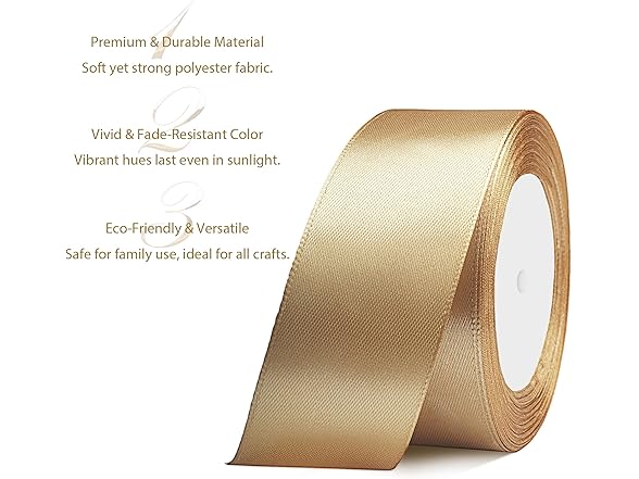 Gold Satin Ribbon 1-1/2 Inch x 2 Rolls