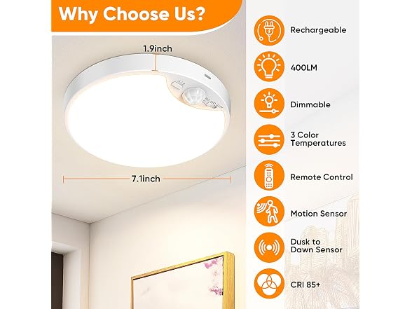 Bairth 10000mAh Rechargeable Ceiling Light