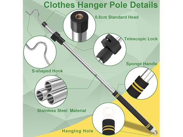 Krimeely Telescoping Clothes Reach Pole