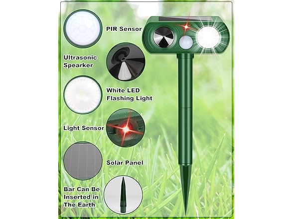 OQFAFCN BC2167825070002 Solar Ultrasonic Animal Repell