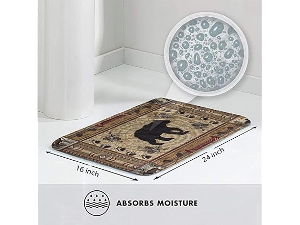 Deer Bear Moose Bath Rugs Soft Non Slip