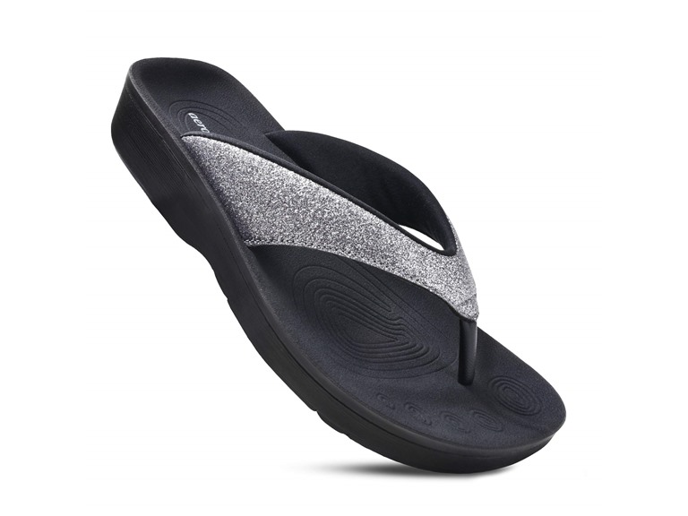 AEROTHOTIC Original Orthotic Comfort Thong Sandal Flip Flops - Crystal Grey - Womens 6