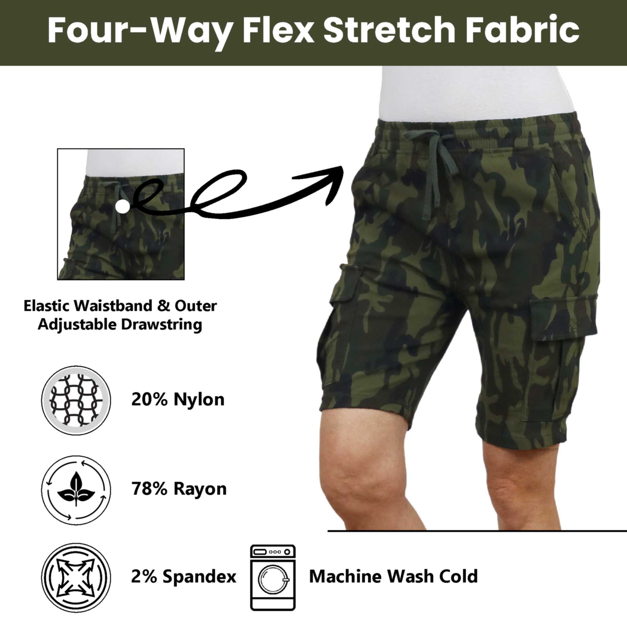 Womens Super Stretch Cargo Shorts - Gallery 14