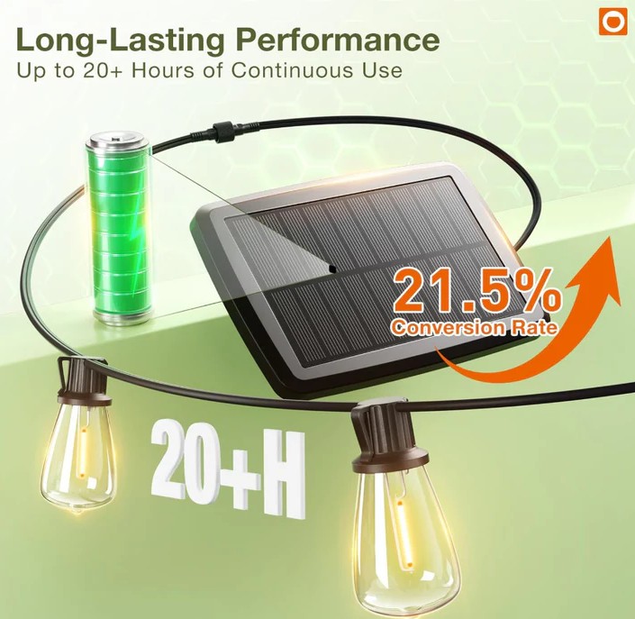 Hakol 54FT(48+6) Solar String Lights Outdoor - Gallery 9