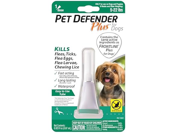 Pet Defender Plus Flea & Tick Topical, 5-22lbs