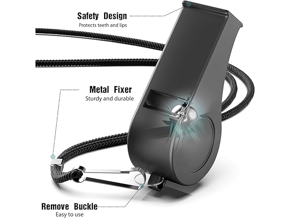 FlyCoco Black Sport Coach Whistle 6PCS