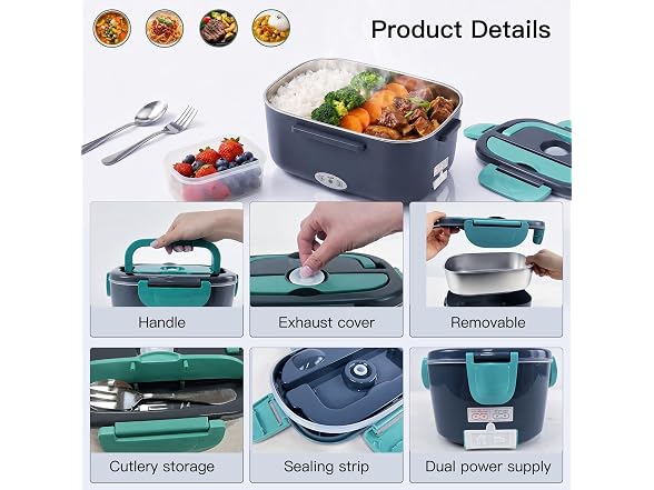 MEGAWISE Electric Lunch Box 1.5L, 3-in-1 Food Warmer
