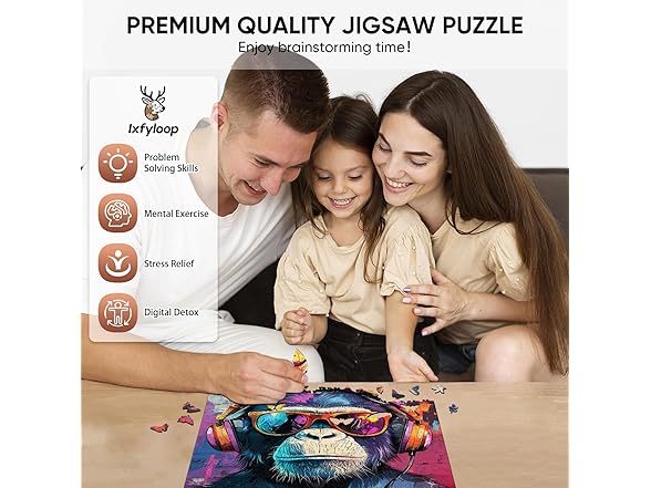 Ixfyloop Wooden Puzzles for Adults, Baboon