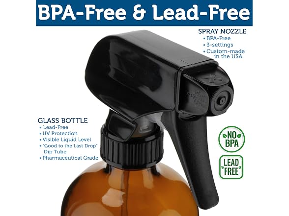 Sallys Organics Amber Glass Spray Bottles 2 Pack