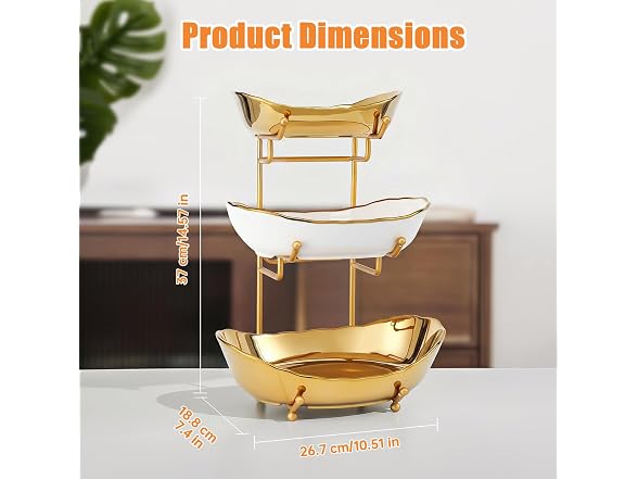 HOMKULA 3 Tier Ceramic Fruit Basket