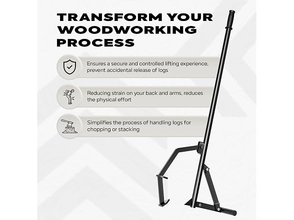 Idzo Log Lifter 51.5" Wood Handle for Rolling Logs