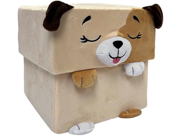 Happy Nappers Adorable Storables - Tan Dog 8" Plush & Cube Bin