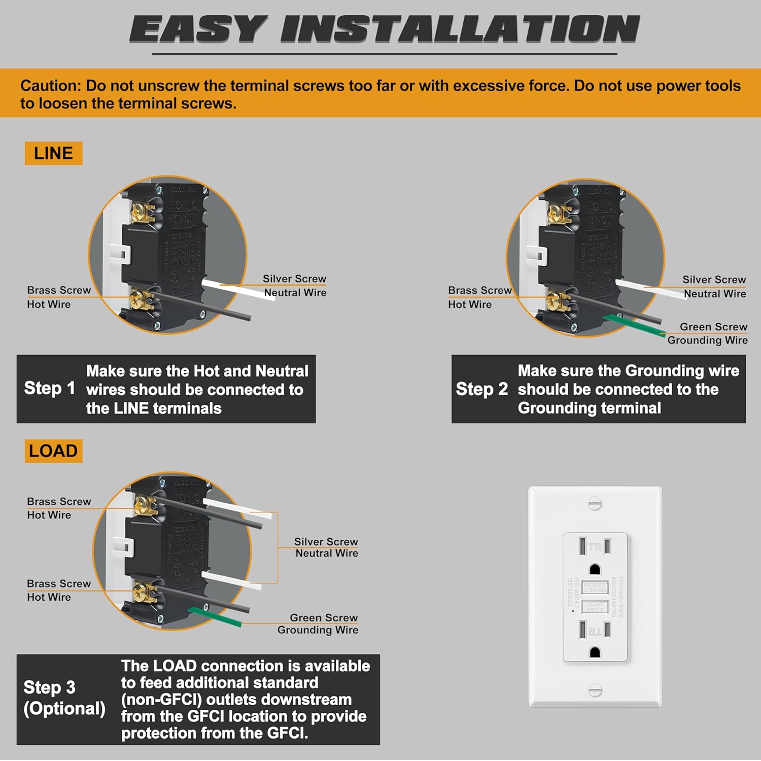 ELECTECK 2 Pack GFCI Outlets 15A - Gallery 6