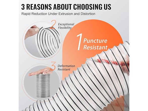 Dust Collection Hose, 4'' x 20', Thickened PVC