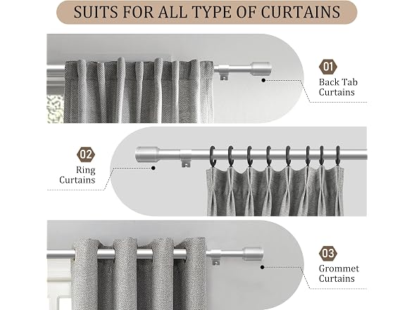 Edidonson 30-120in Curtain Rod 1-Pack