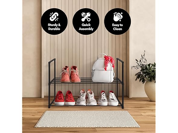 Americanflat 17x26.5 Shoe Organizer - 2 Tier Shoe Rack 