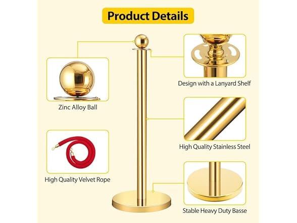 GARVEE Velvet Rope & Posts, Gold
