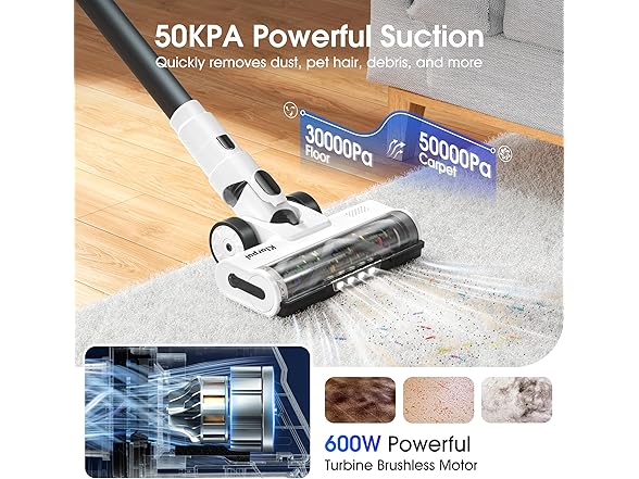 Klarpul 600W 50KPA Cordless Vacuum Cleaner
