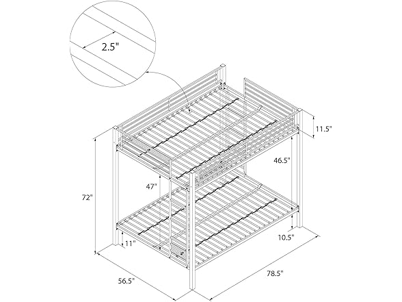DHP Full Over Full Metal Bunk Bed