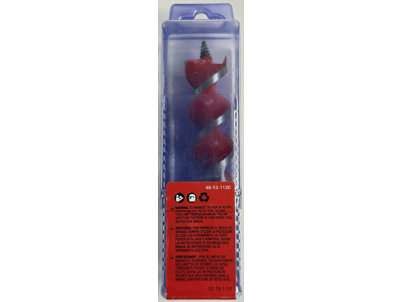 Milwaukee 48-13-1120 1-1/8” x 6-1/2” Auger Bit Wood Boring Dbl Wing Spurs