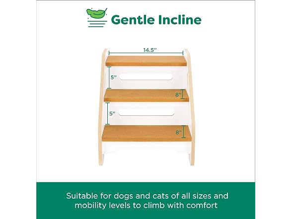 Furhaven Steady Paws 3-Step Pet Stairs, White Tan