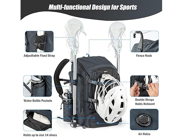 Lacrosse Sports Backpack with Cleat Pocket