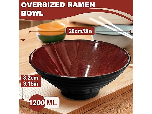 mangmong 8-Inch Ceramic Ramen Bowl Set