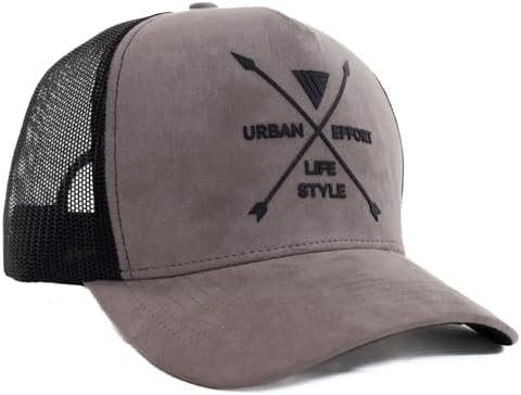 Urban Effort Mesh Back Cap - For men and Women Baseball Hat 5-Panel Trucker Hat - Great Snapback Closure for Hunting & Hiking, Gray