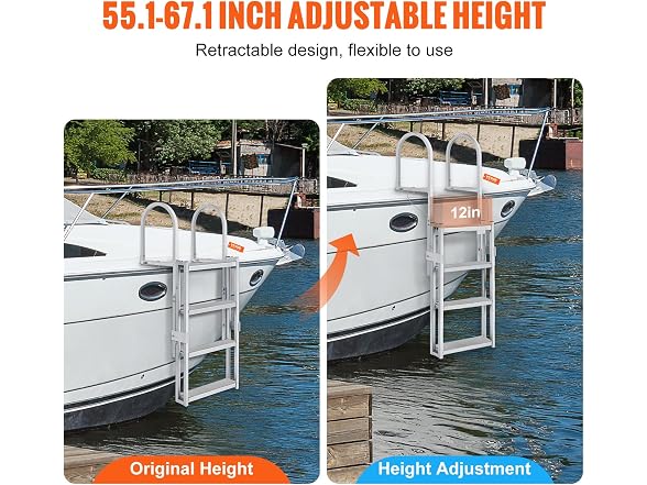 VEVOR Dock Ladder, Retractable 4 Steps