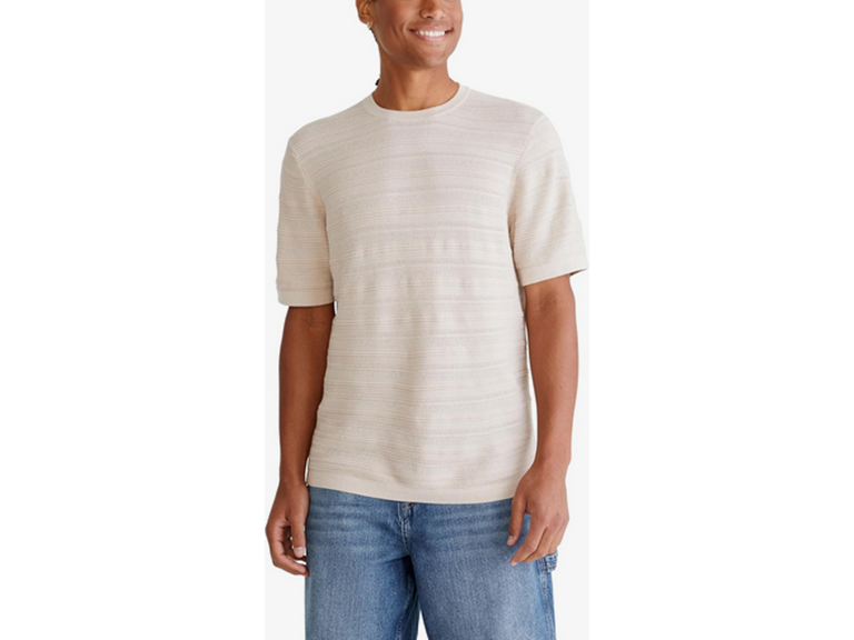 AEROPOSTALE Men's Horiztonal Textured Stripe Sweater Tee, Green
