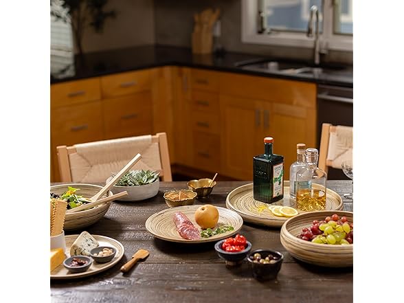 LEXA 12" Bamboo Round Serving Tray Set