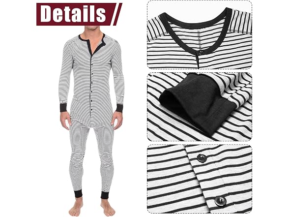Aieoe Men (M) One Piece Pajamas Stretch Sleepwear