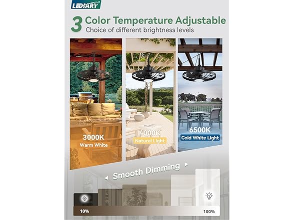 LEDIARY Outdoor Ceiling Fans with Light