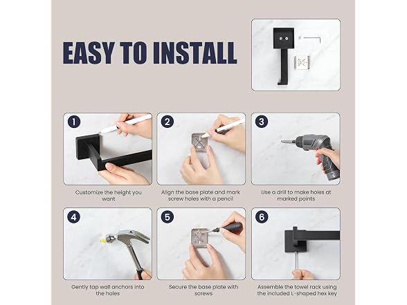 7 Pc Matte Black Bathroom Hardware Set